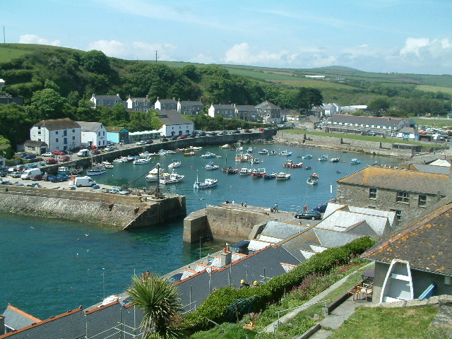 Porthleven inner harbour and Harbour Head. 25 May 2003.